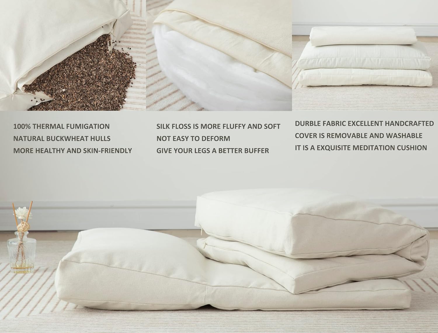Meditation Cushion,Meditation Pillow and Zabuton 2-in-1 Portable Design(50 * 70CM). - Image 3