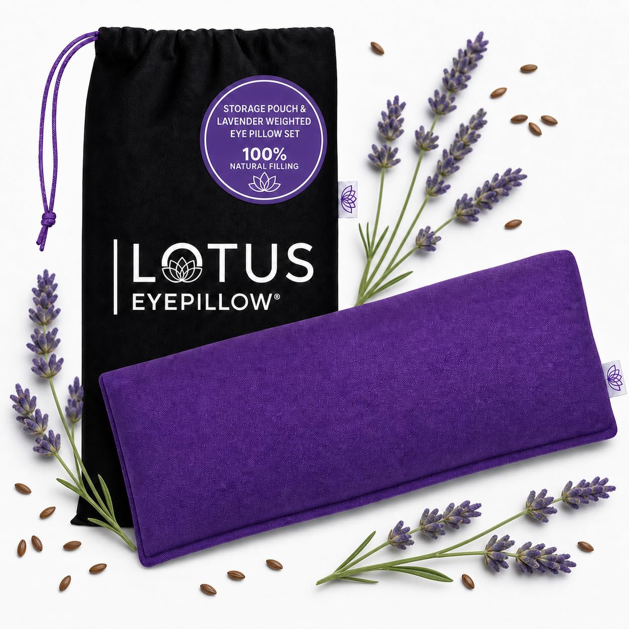 Weighted Lavender Eye Pillow for Women, NOLAVA Includes Free App Meditations, Migraine & Headache Relief, Microwave Hot or Cold Compress, Organic Cotton, French Lavender +Flax Seed, Yoga & Savasana - Image 2