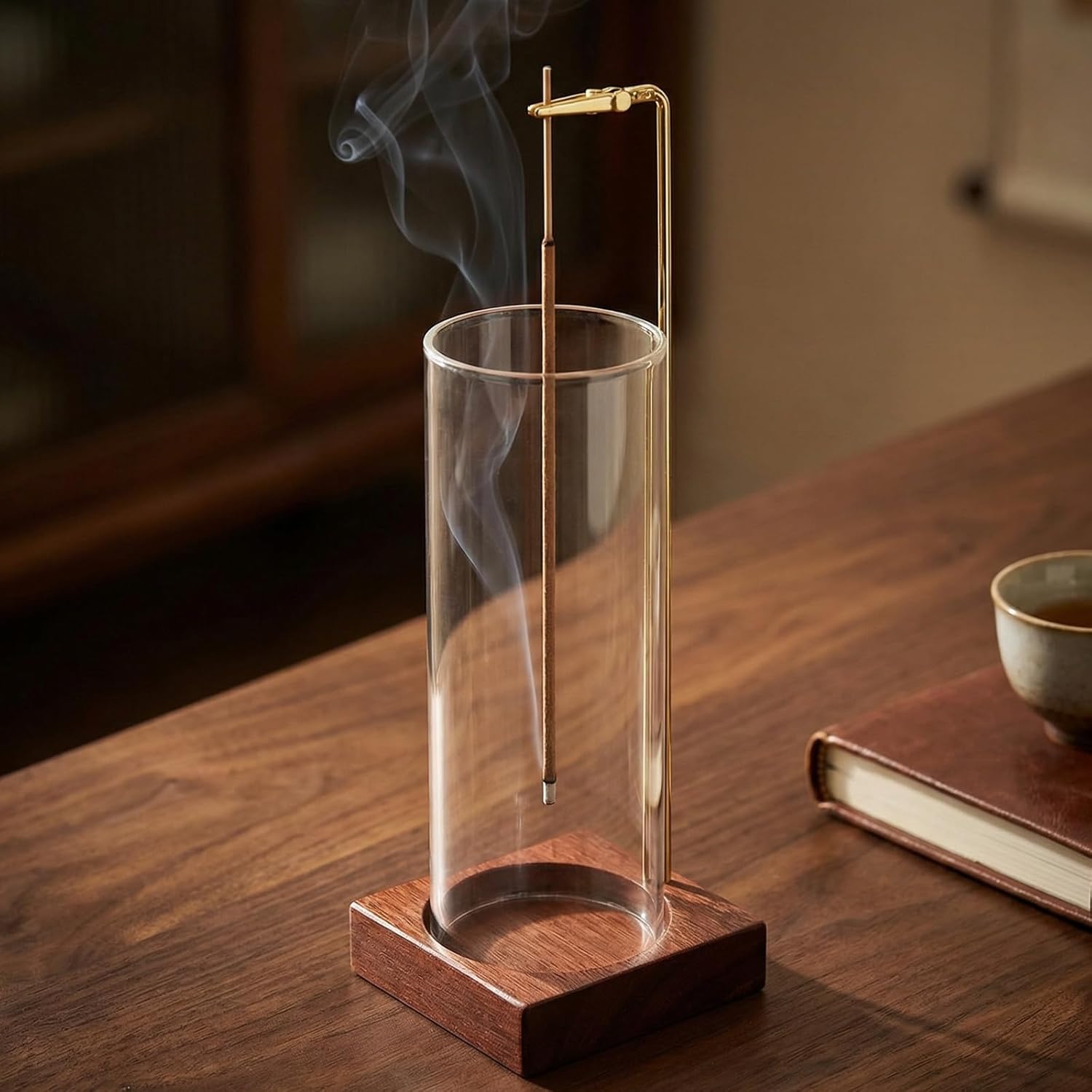 Incense Holder,Wooden Incense Holder for Sticks with 20 Incense Sticks, Anti-ash Incense Burner with Glass Ash Catcher for Meditation Yoga Spa Gift Home Decor - Image 6