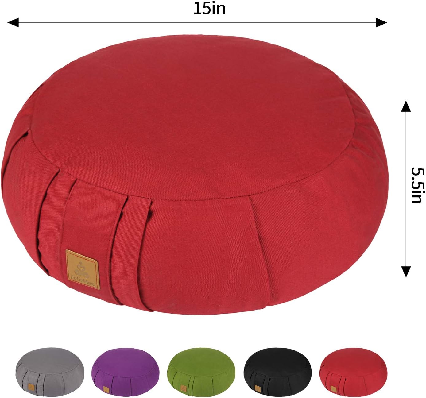 Round Zafu Meditation Cushion, D=15" H=5.5" Zabuton Meditation Pillow, Yoga Bolster/Pillow, Floor seat, Zippered Organic Cotton Cover, Natural Buckwheat, Kneeling Pillow - Image 7