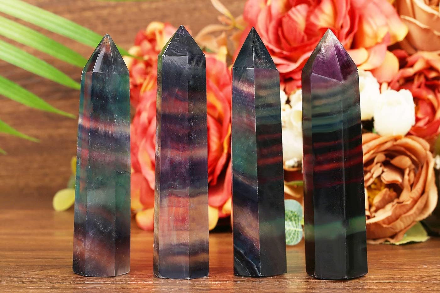 LAIDANLA Fluorite Healing Crystals Wands 3.5-4" Polishing Natural Reiki Energy Wand Stone Hexagonal Point Obelisk Large Crystal Gemstones for Meditation Therapy Crystal Grid Gifts Decoration 1Pcs - Image 2