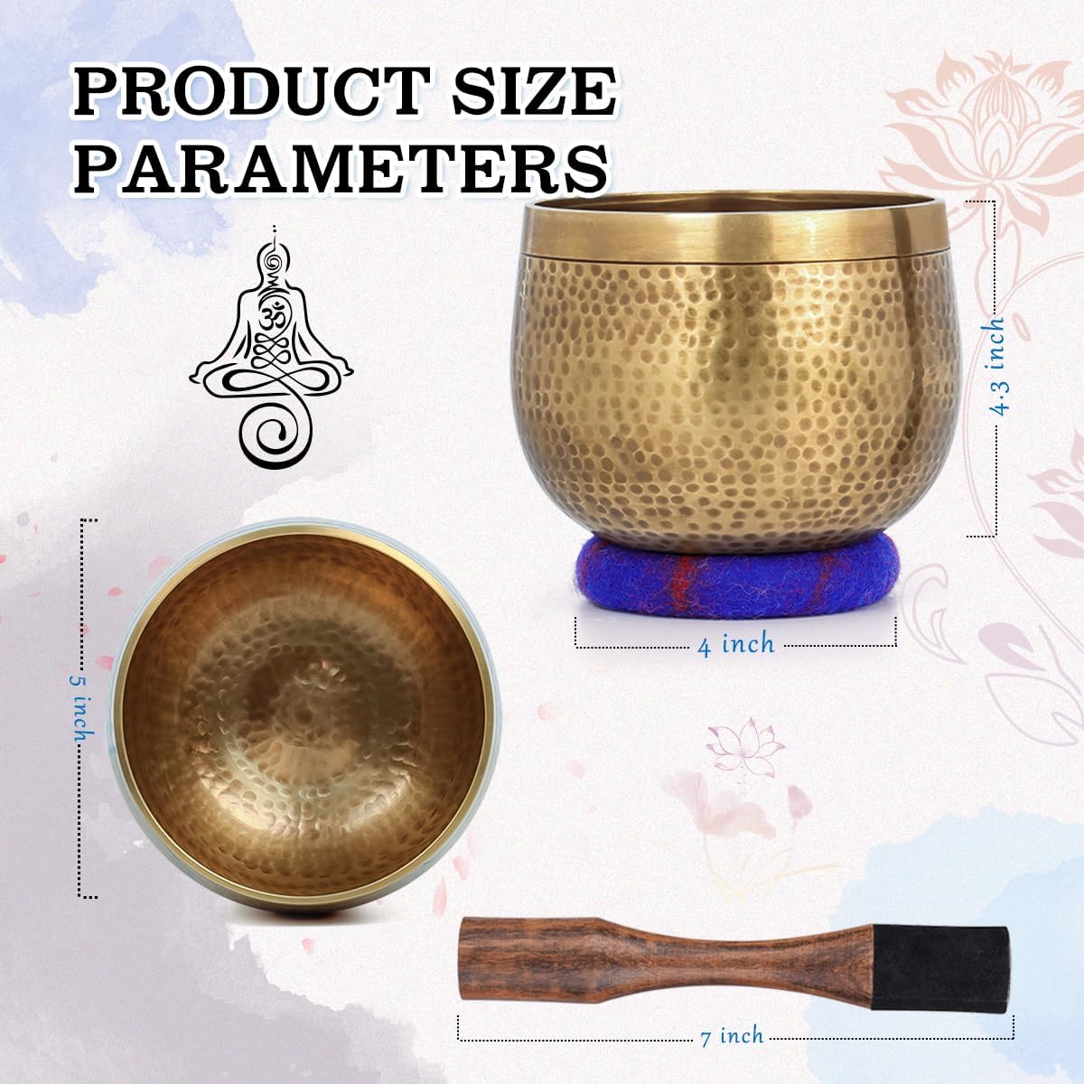 Relaehih Tibetan Singing Bowls Set-Hand-hammered in Nepal Sound Bowl for Meditation, Yoga, Chakra, Meditation Accessories, Unique Gifts for Women, Men (Blue, 5 inch) - Image 2