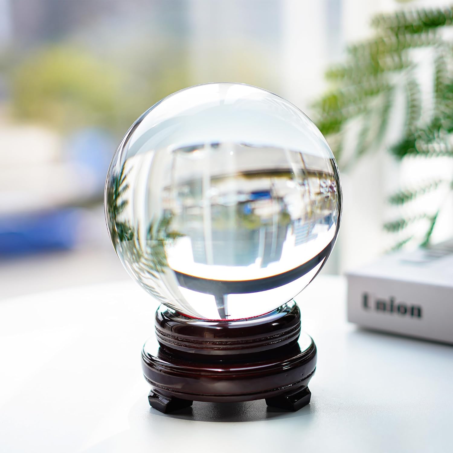 QFkris 150mm/6inch Clear Crystal Ball with Wooden Stand Fortune Teller Mystical Quartz Ball Photography Props FengShui Divination Spheres - Image 4