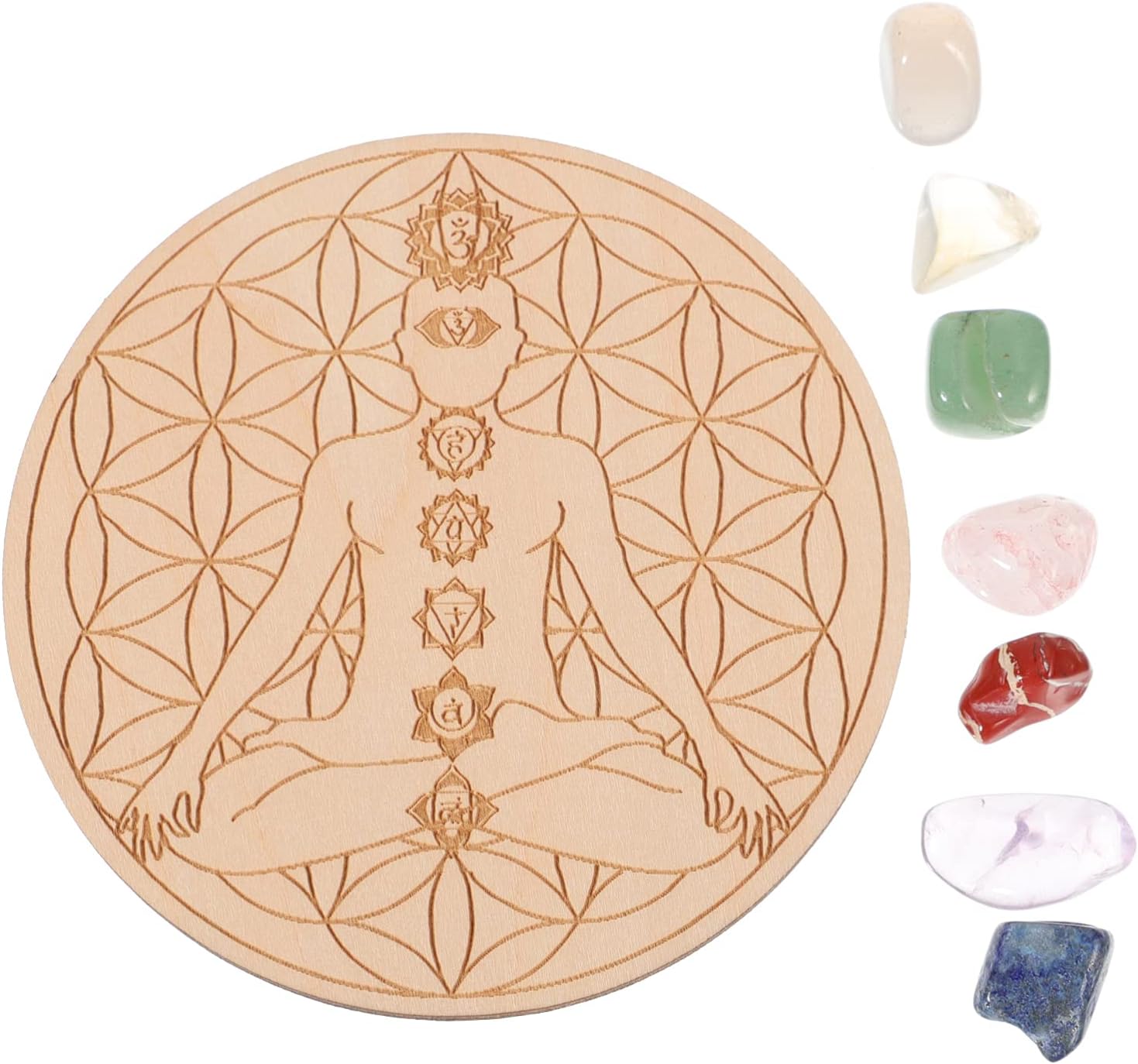 Beaupretty Healing Crystal Grid Board Set Crystal Therapy Set Chakra Stones Balancing Gemstones for Meditation Zen Aura Cleansing Rose Box
