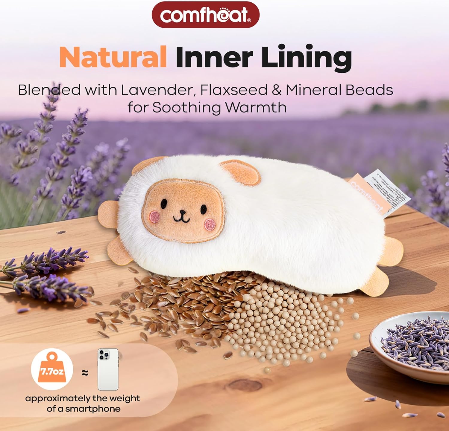 Lavender Weighted Eye Pillow for Yoga, Microwavable Moist Heat Eye Compress Mask Pillow with Washable Cover for Relaxation, Sleeping, Meditation, Yoga, Spa, Migraine Relief - Image 3