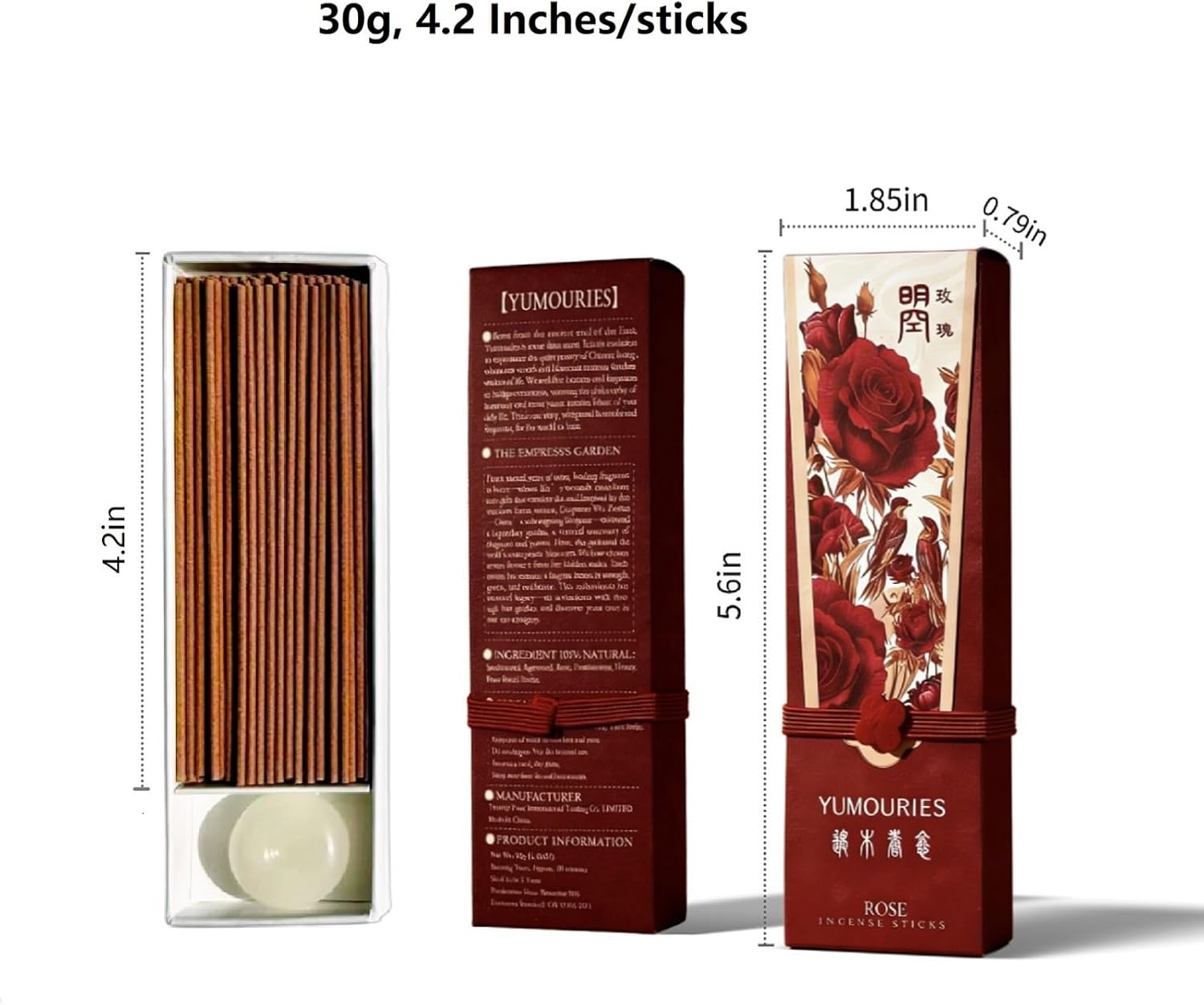 Rose Incense Sticks 30g · Non-Toxic · Low Smoke for Romance | Chinese woody-floral incense, Sandalwood & Agarwood base. No bamboo core. 20-min burn, Ideal for home fragrance & self-love - Image 8