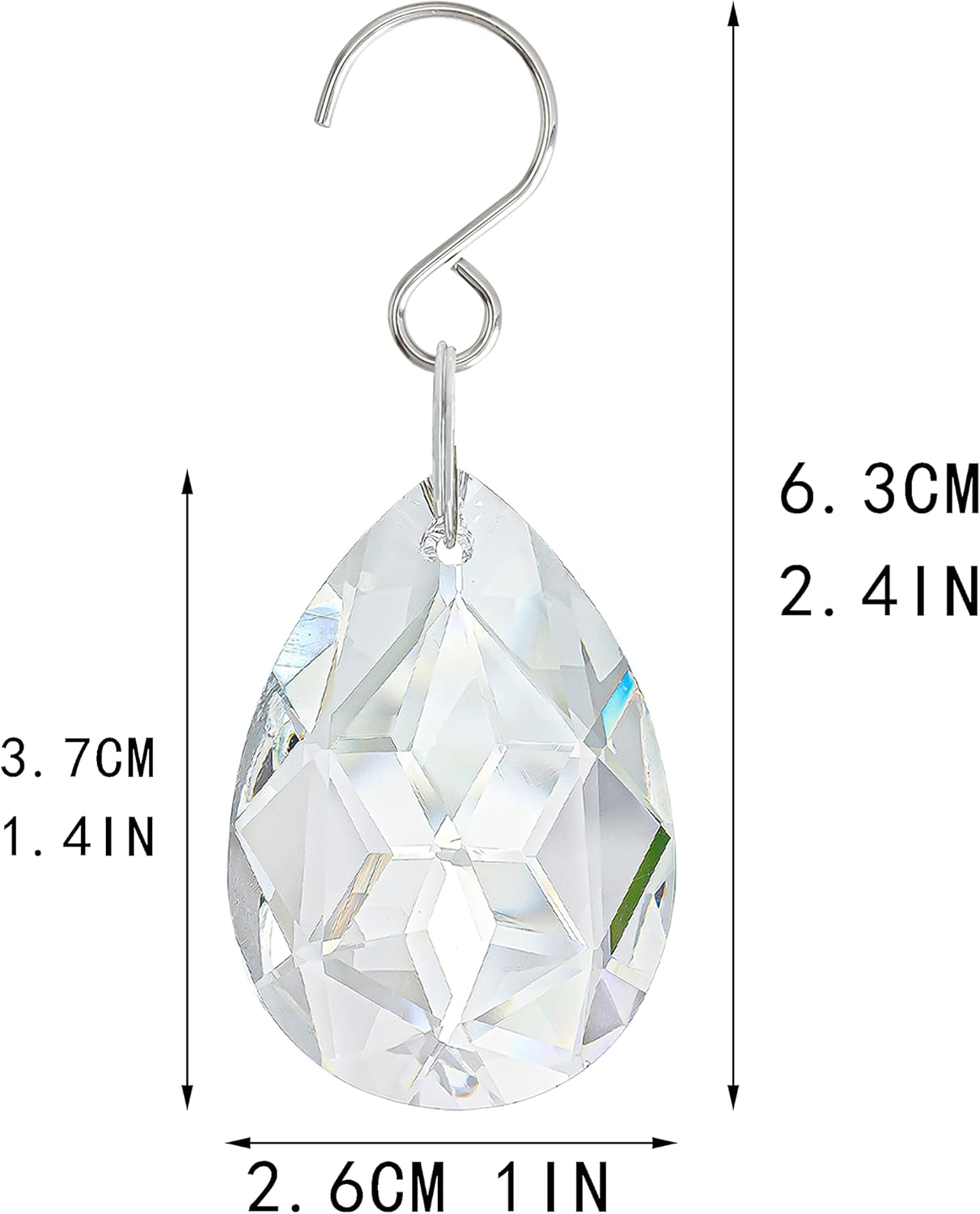 10pcs 38mm Clear Crystal Teardrops Chandelier Parts,Chandelier Crystal Prisms Pendants with Hook,Hanging Crystals for Lamp Window Christmas Tree Decoration Suncatcher - Image 7