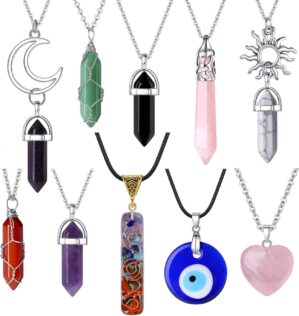 MAIBAOTA 10 Pcs Crystal Necklace He...