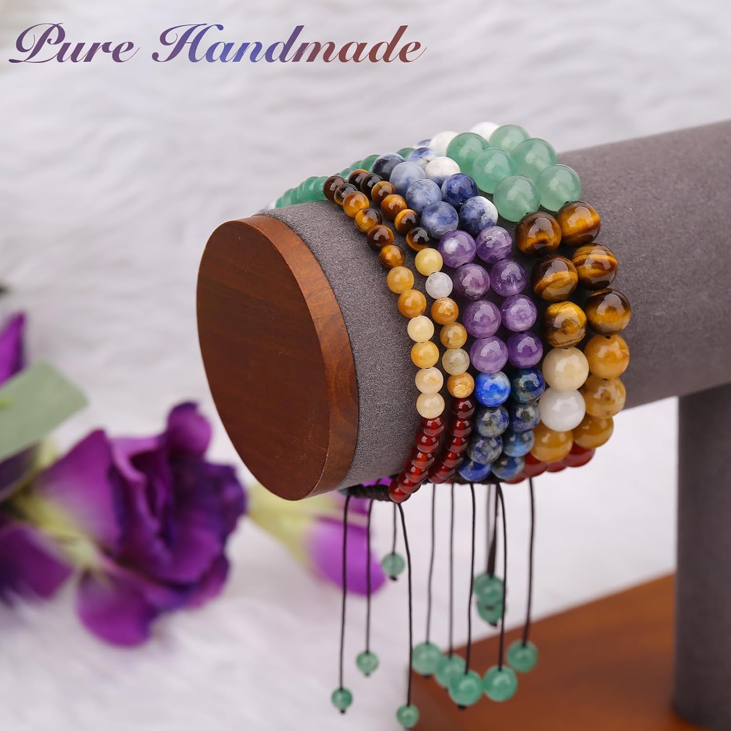 BONNY BOXX Braided Genuine Bracelet, Elegant Handcrafted Natural Gemstone Crystal Bracelet Healing Power Energy Inspirational Gifts with Card for Unisex - Image 3