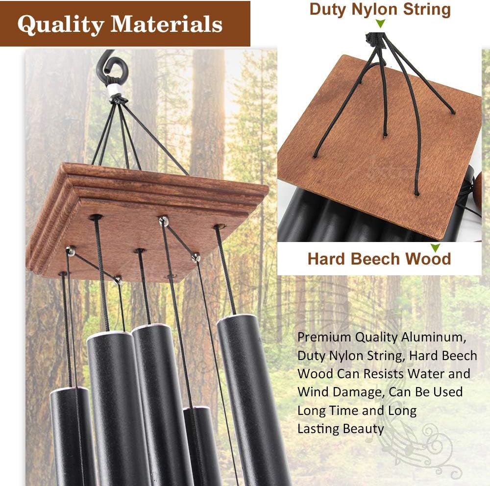 Astarin Wind Chimes Outdoor Deep Tone, Memorial Wind Chimes Outdoor, Gifts for Housewarming/ Mother Day/ Christmas, Outdoor Decor for Patio, Garden, Yard, Home (36 Inch Black Wind Chime) - Image 2