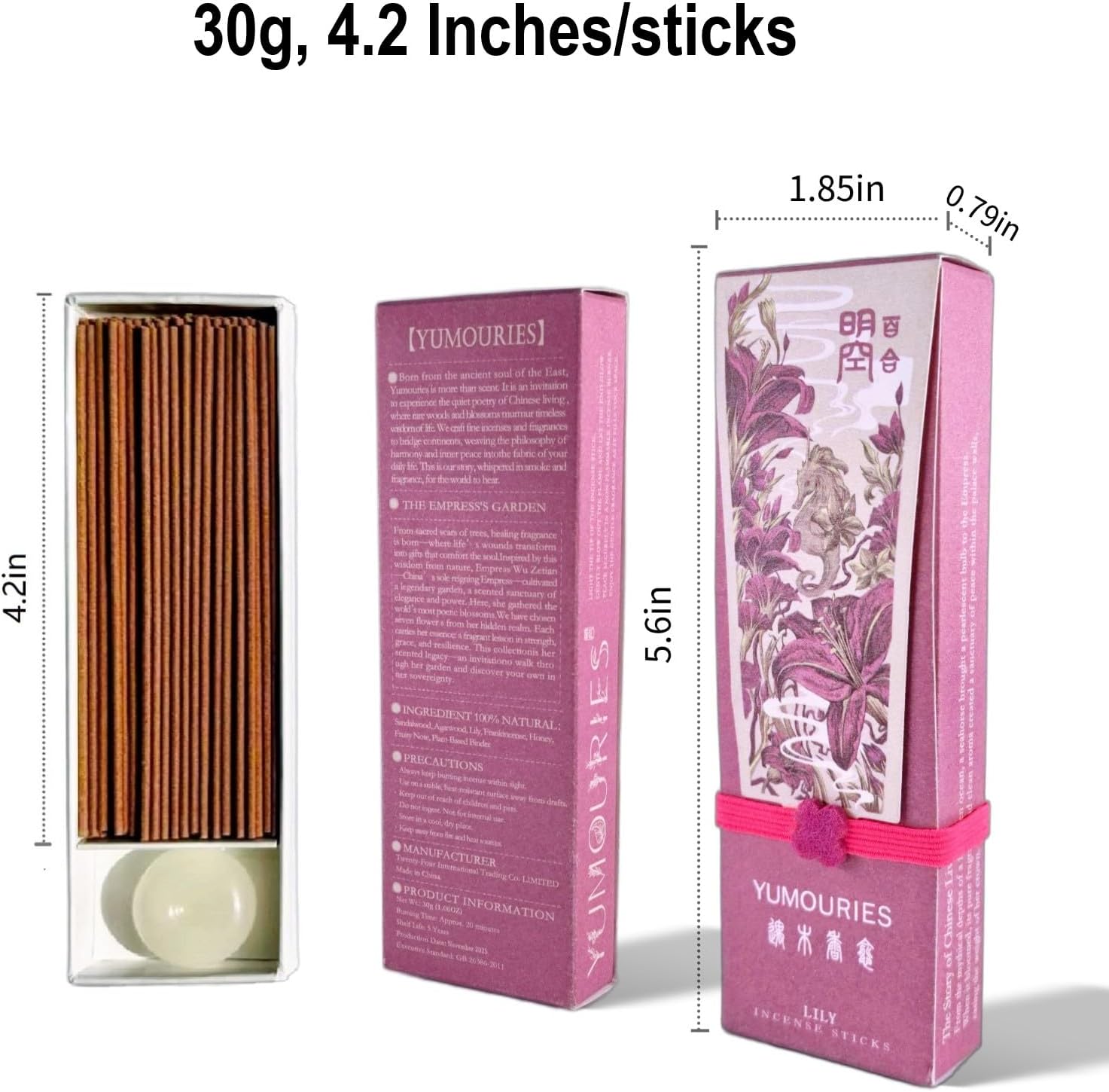 Lily Incense Sticks 30g · Non-Toxic · Low Smoke for Stress Relief & Prayer | Chinese woody-floral incense, Sandalwood & Agarwood base, 20-min burn, home fragrance, meditation, with pebble holder - Image 8
