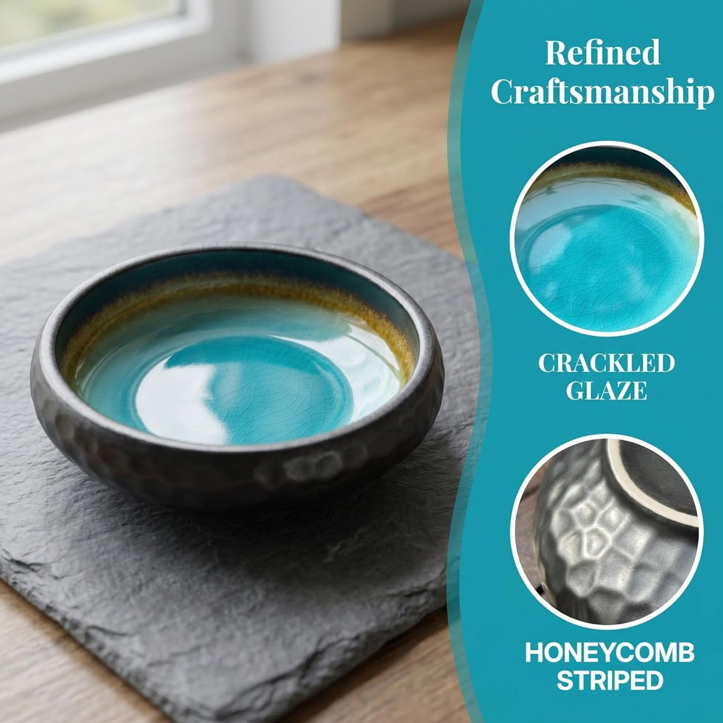 6 Inch Incense Holder with Ash Catcher,Handmade Crack Blue Glaze Ceramic Incense Burner Bowl with 9-Hole Design for Sticks,Cones,Coils Sage,Palo Santo - Perfect for Meditation,Yoga & Zen Home Décor - Image 5