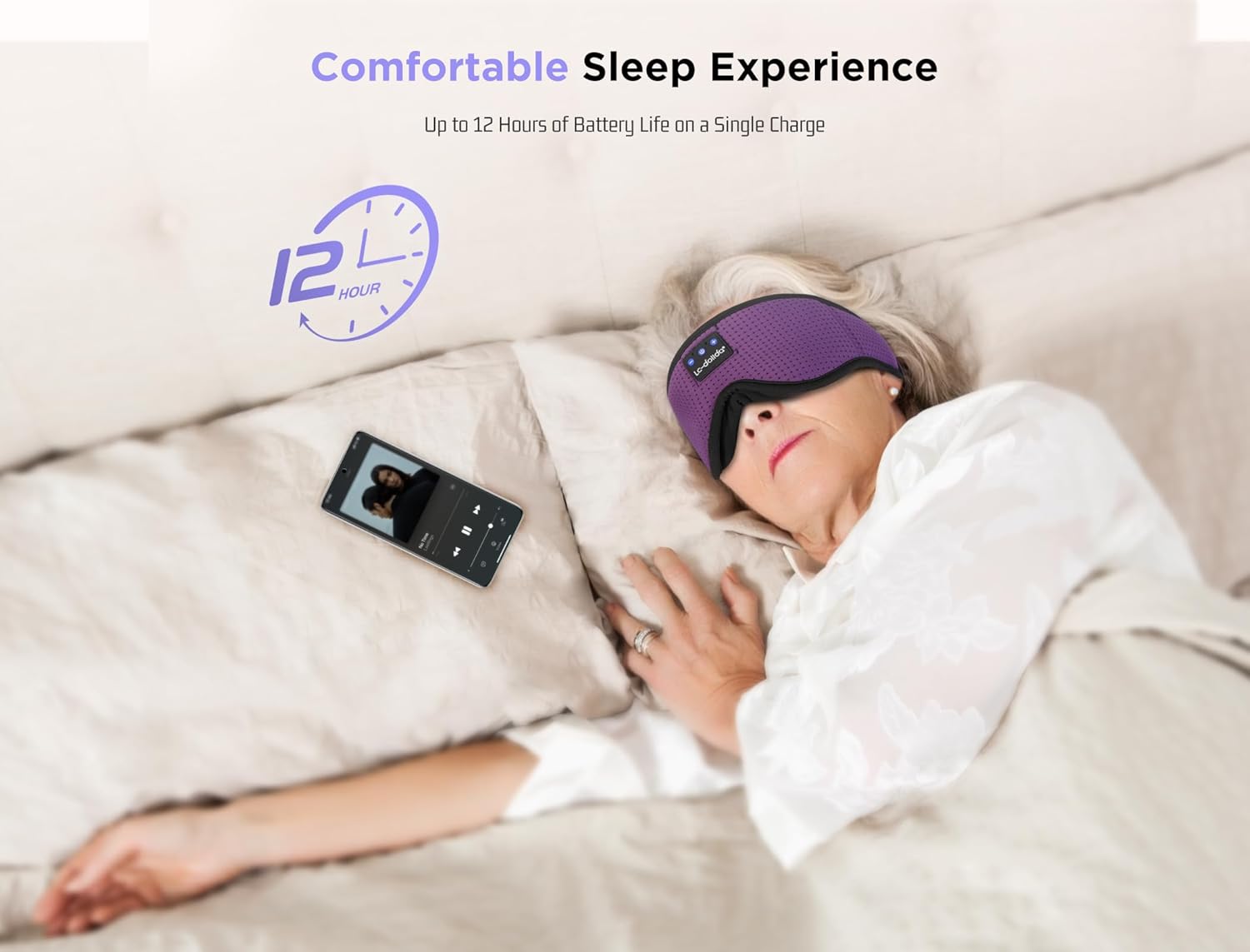 LC-dolida Sleep Mask with Bluetooth Headphones Bluetooth Sleep Mask Sleep Headphones,3D Eye Mask for Sleeping Mask Music Sleeping Headphones for Side Sleepers Meditation Gifts Gadgets for Men Women - Image 7