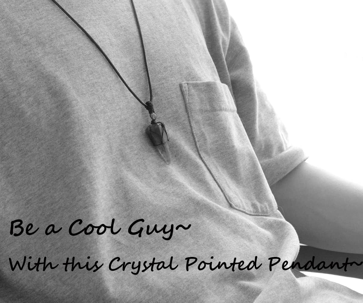 XIANNVXI Healing Crystal Necklace for Men Jewelry Gift | Adjustable Black Rope Natural Gemstone Pendant - Image 3