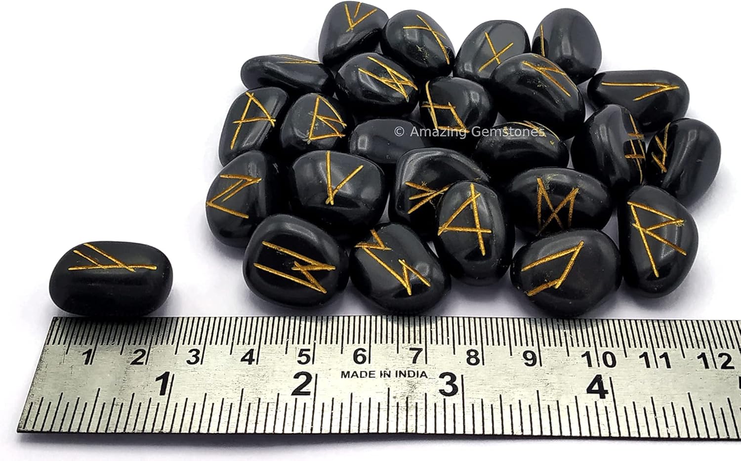 Amazing Gemstone Black Agate Crystal Runes Set of 25 Engraved Rune Stones with Runes Book PDF - Image 4