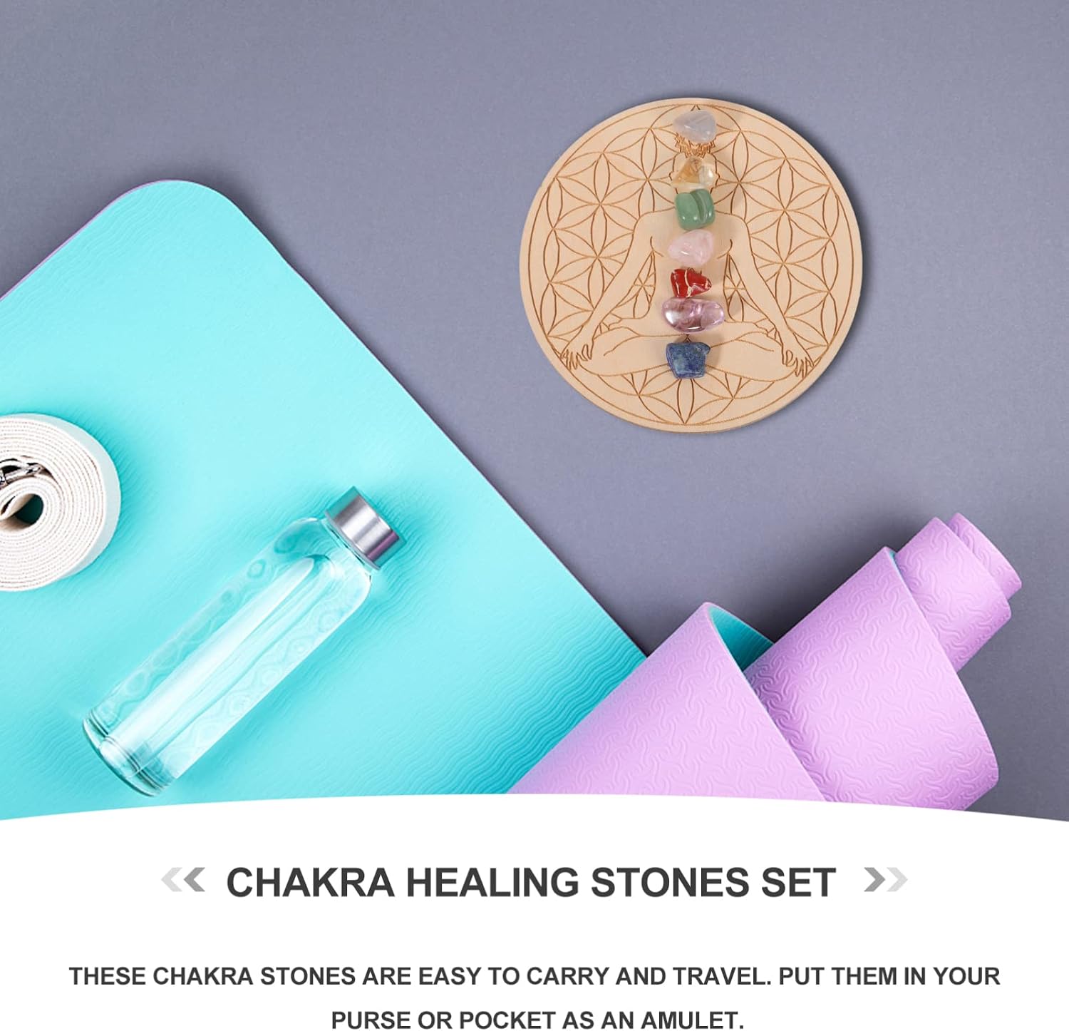Beaupretty Healing Crystal Grid Board Set Crystal Therapy Set Chakra Stones Balancing Gemstones for Meditation Zen Aura Cleansing Rose Box - Image 8