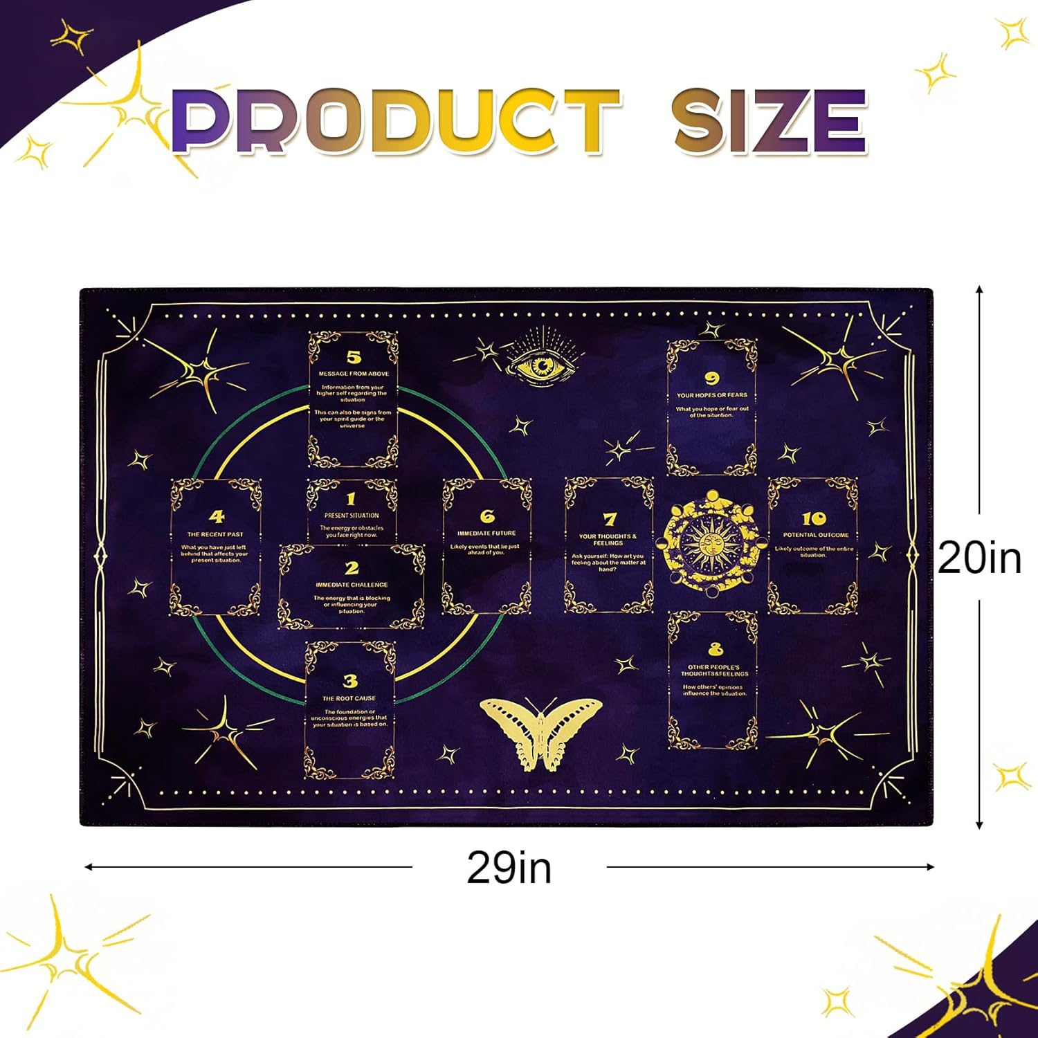 Knana Altar Cloth Purple Butterfly Tarot Mat Tarot Cloth for Reading with Celtic Cross Pattern - Image 2