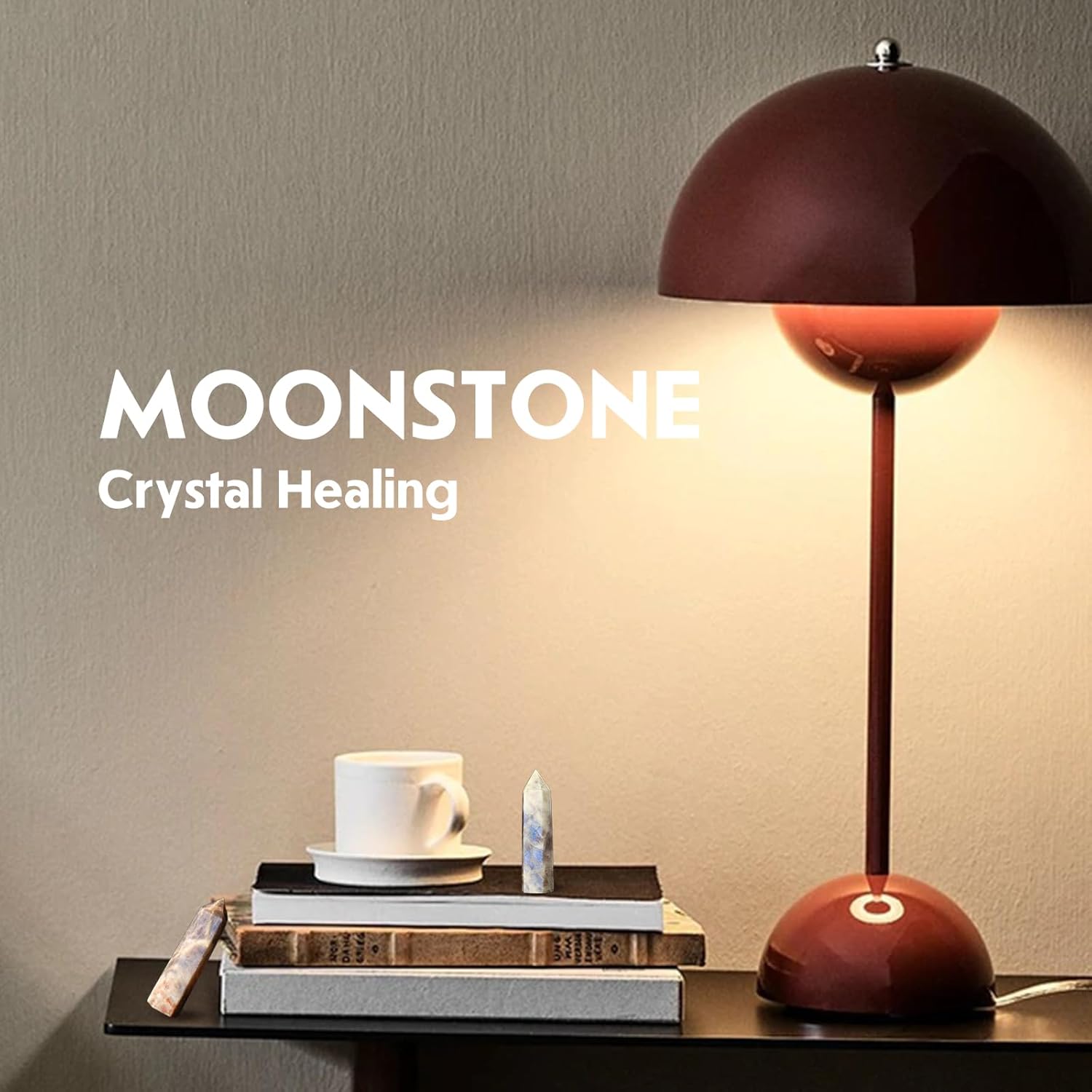 Runyangshi 1PCS Natural Crystal Moonstone Tower 2.75"-3.14" (7-8 cm) 6 Faceted Single Point Prism Healing Crystal Wand for Meditation Reiki Chakra Therapy - Image 7
