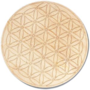 Flower of Life Wood Crystal Grid Al...