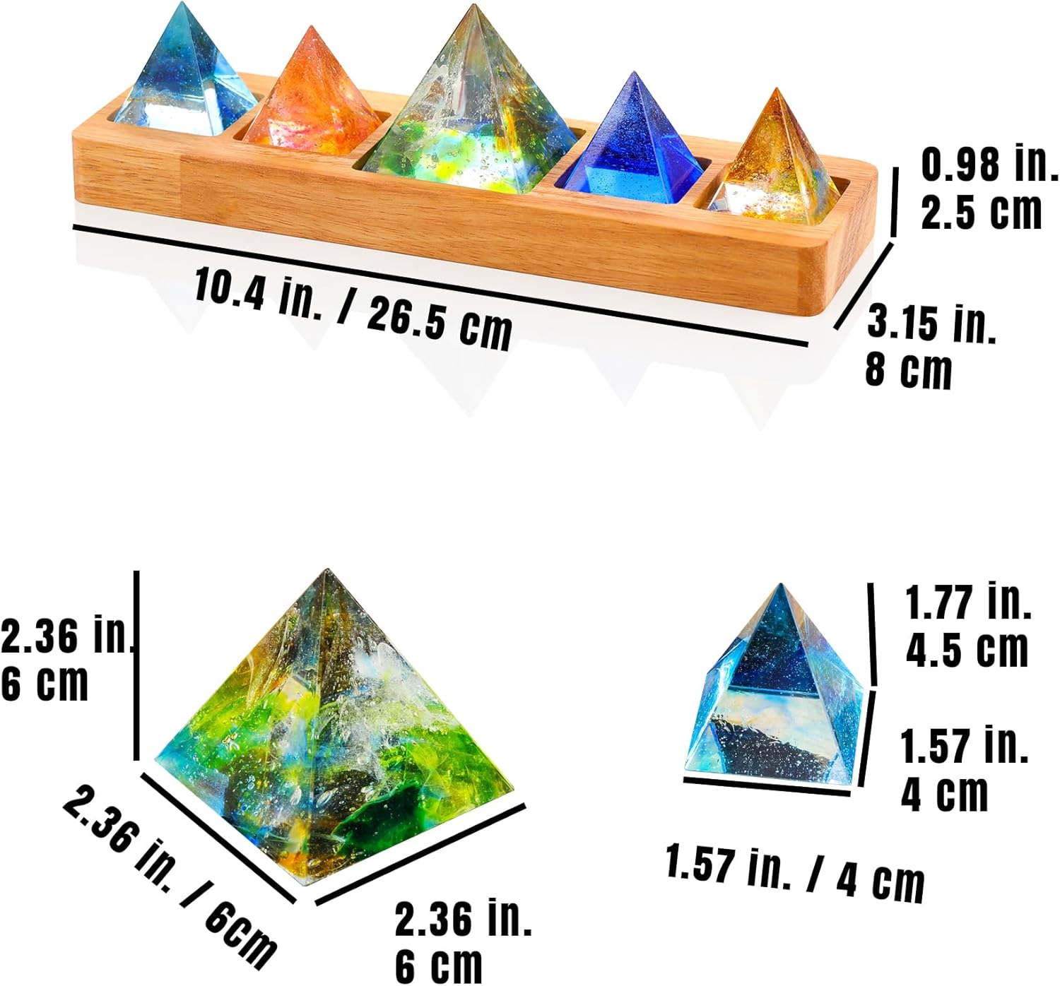 Ornalrist 5 Chakra Natural Healing Pyramid with Wooden LED Light Base Crystal Quartz Pyramid for Meditation, Positive Energy, Sleep, Spiritua Night Light Home Decor - Image 4