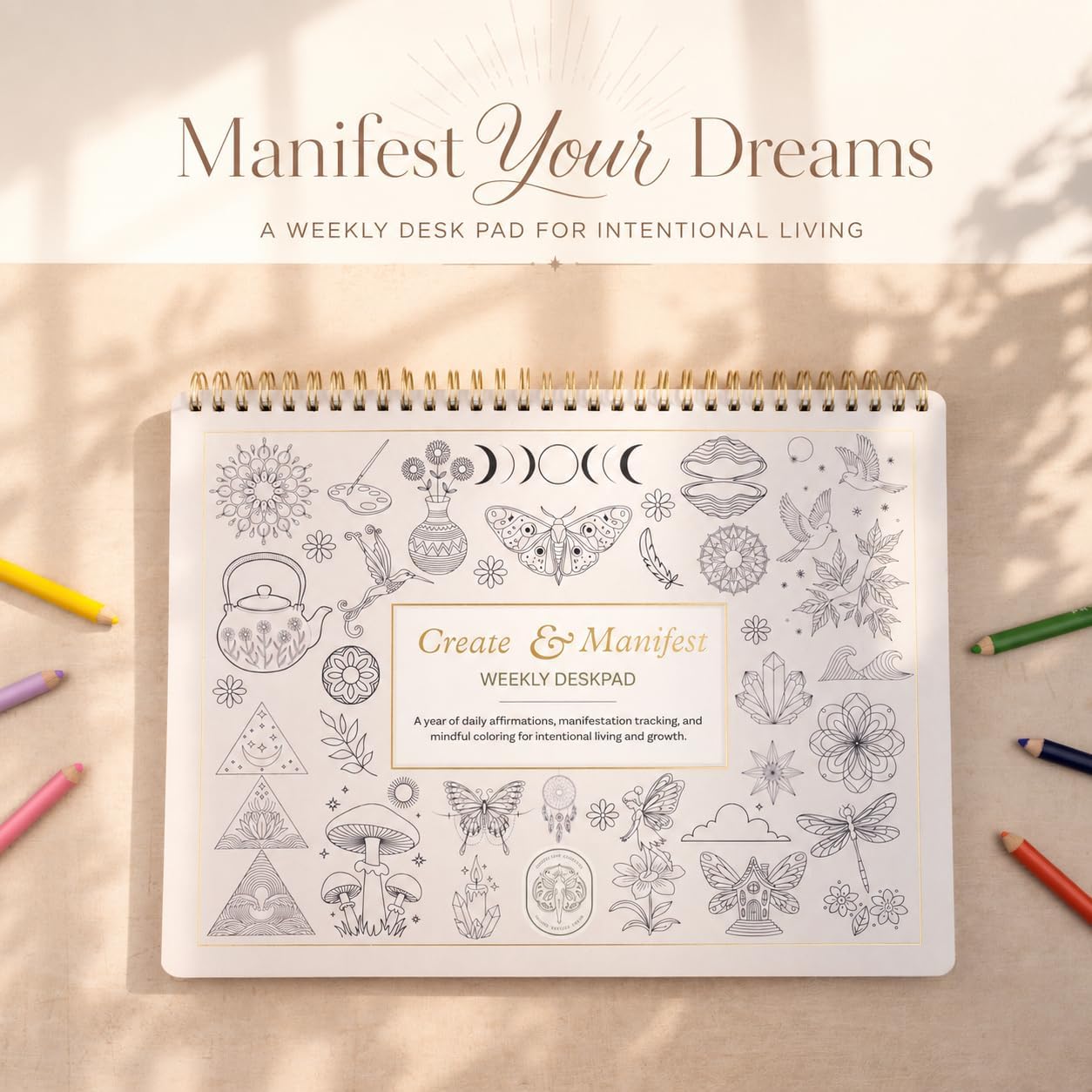 Manifestation Planner for Daily Affirmations | Law of Attraction, Gratitude and Mindful Coloring | Intention Setting Tracker for Women | 52 Sheets for 1 Year | A4 - Image 2