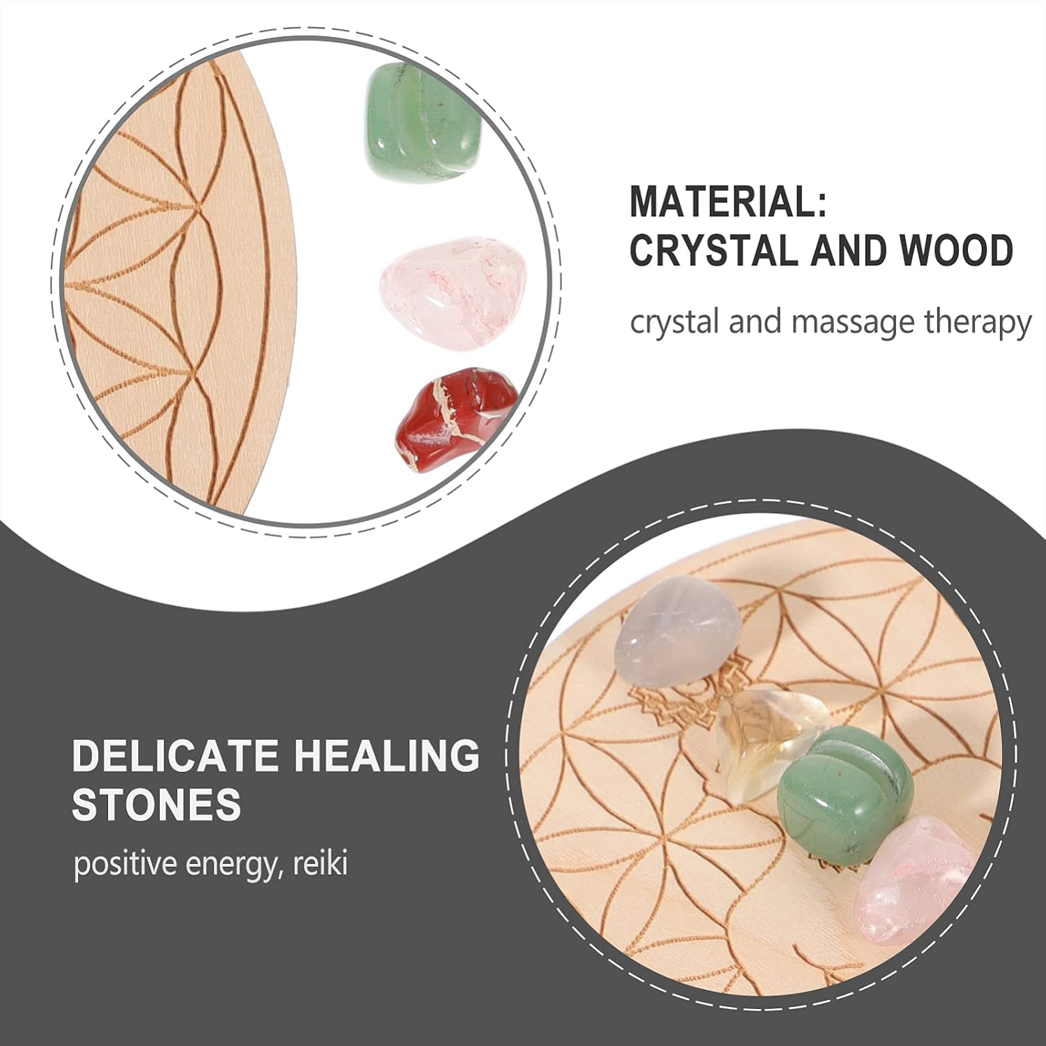 Beaupretty Healing Crystal Grid Board Set Crystal Therapy Set Chakra Stones Balancing Gemstones for Meditation Zen Aura Cleansing Rose Box - Image 3