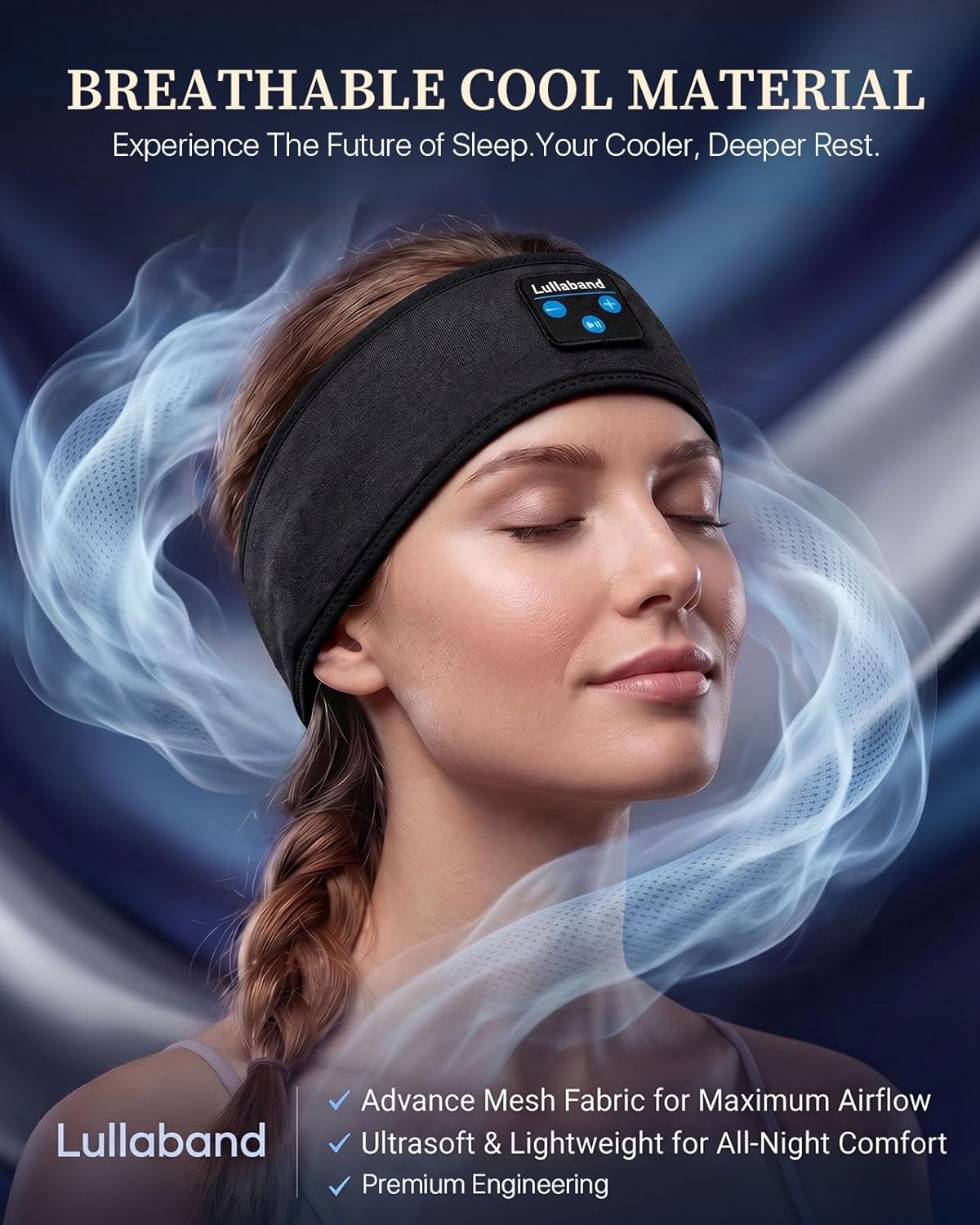 Lullaband Sleep Headphones, Bluetooth Headband Headphones with 12-Hour Battery, Soft Headband for Sleeping, Travel, Exercise, Yoga & Relaxation - Image 3