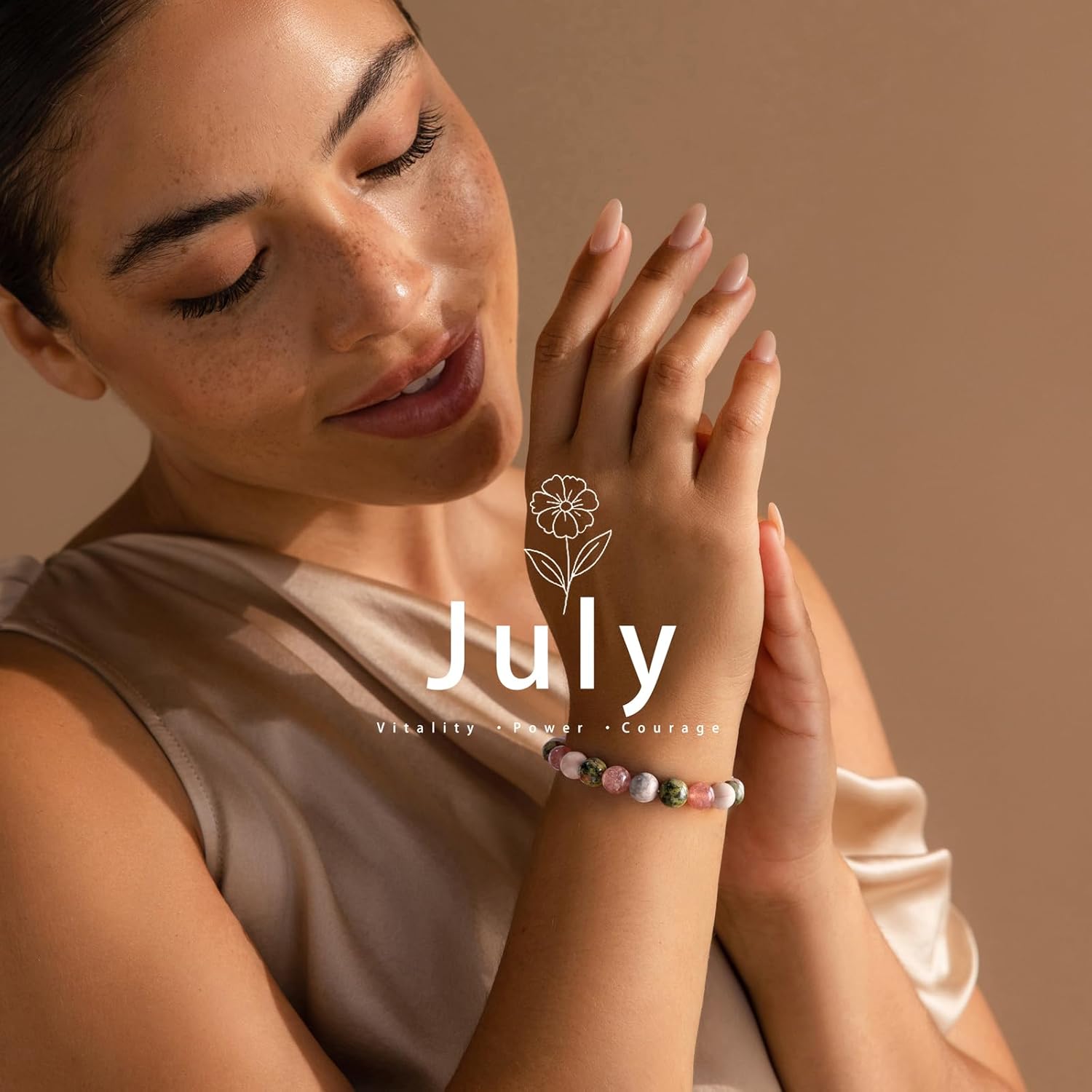 Birthstone Crystal Floral Bracelets for Women Men Colorful Stone Bracelet for Women Reduce Anxiety Zodiac Month Bracelet Birthday Graduation Gifts - Image 3
