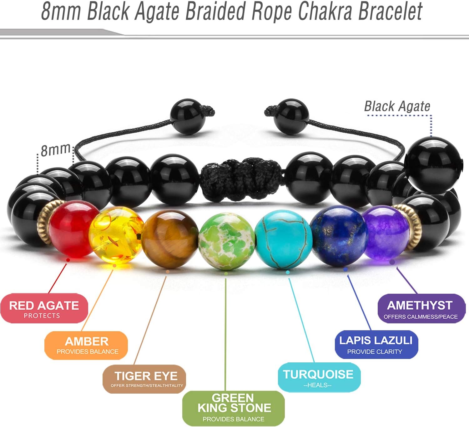 Men Women 8mm Lava Rock Beads Chakra Bracelet Braided Rope Natural Stone Yoga Bracelet Bangle - Image 2