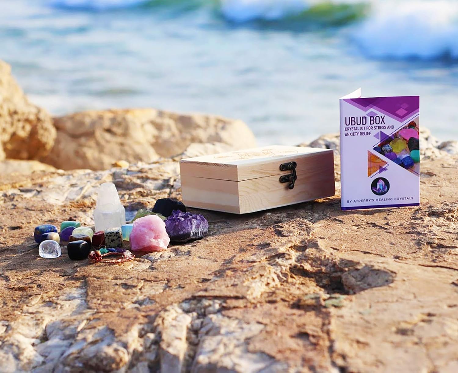 AtPerry's Healing Crystals Set - 16 Real Chakra Crystals & Stones for Stress & Anxiety Relief, Wooden Gift Box + Tree of Life Necklace + Guide Book, Selenite Amethyst Rose Quartz - Gift for Women - Image 7