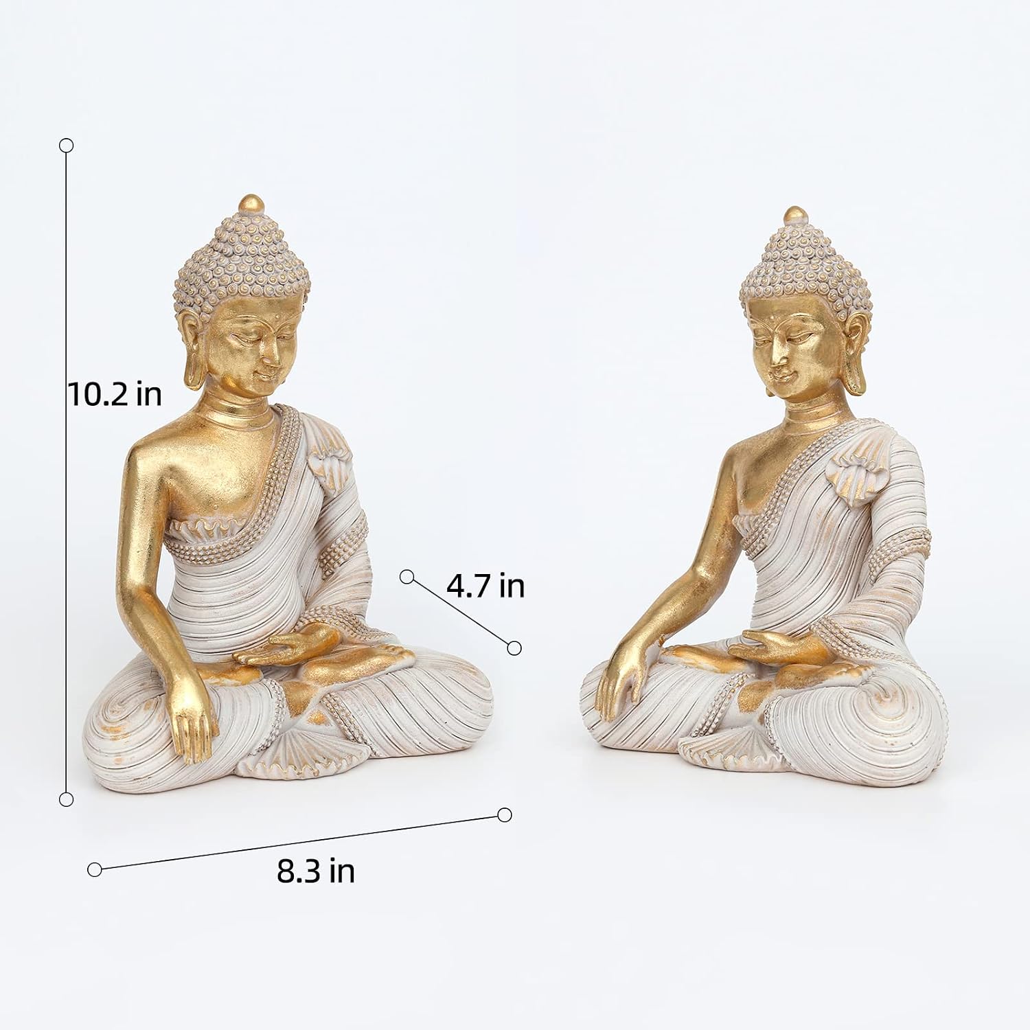 Gold Buddha Statue 10.2'' - Large Indoor Buddha for Home Decor, Zen, Living Room & Meditation - Image 2