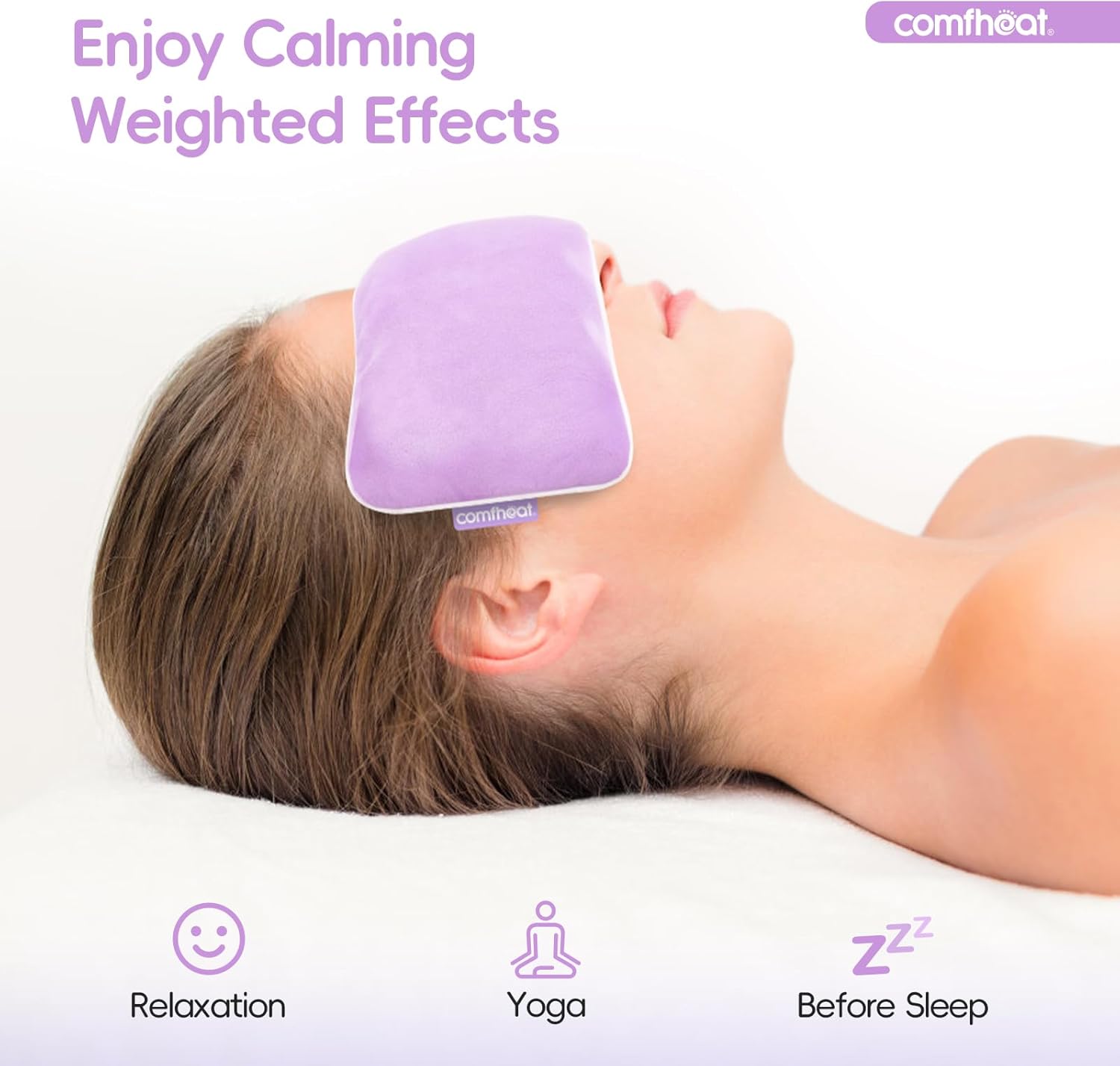 Lavender Weighted Eye Pillow for Yoga, Microwavable Moist Heat Eye Compress Mask with Washable Cover for Relaxation, Sleeping, Meditation, Yoga, Spa, Migraine Relief (Purple) - Image 2