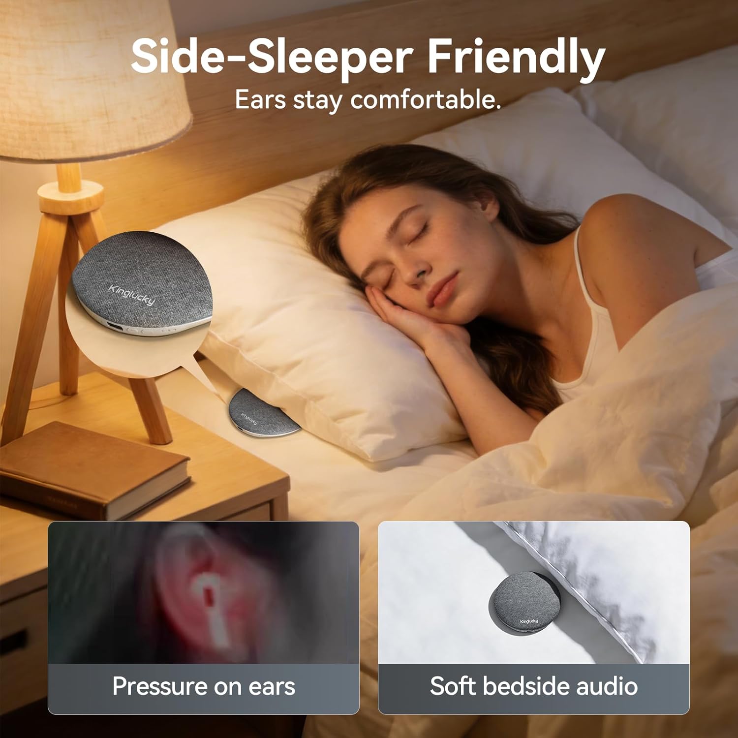 Kinglucky Pillow Speaker for Sleeping, Bluetooth Speaker Under Pillow with Built-in Pink Noise White Noise Sound Machine for Sleeping, White Noise Sound Machine with Sleep Pink Noise Music Grey - Image 3