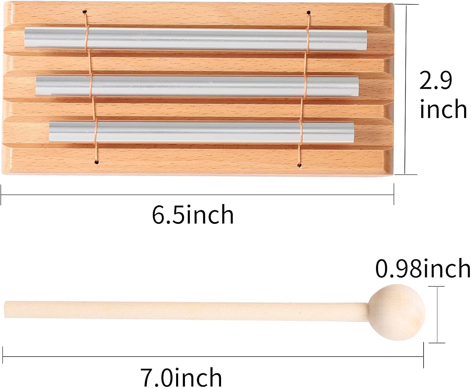 Energy Chimes Percussion Hand Bells: Trio 3 Tone Chime Music Instrument with Mallet for Yoga Meditation Sound Healing Teachers' Classroom Tools - Image 3
