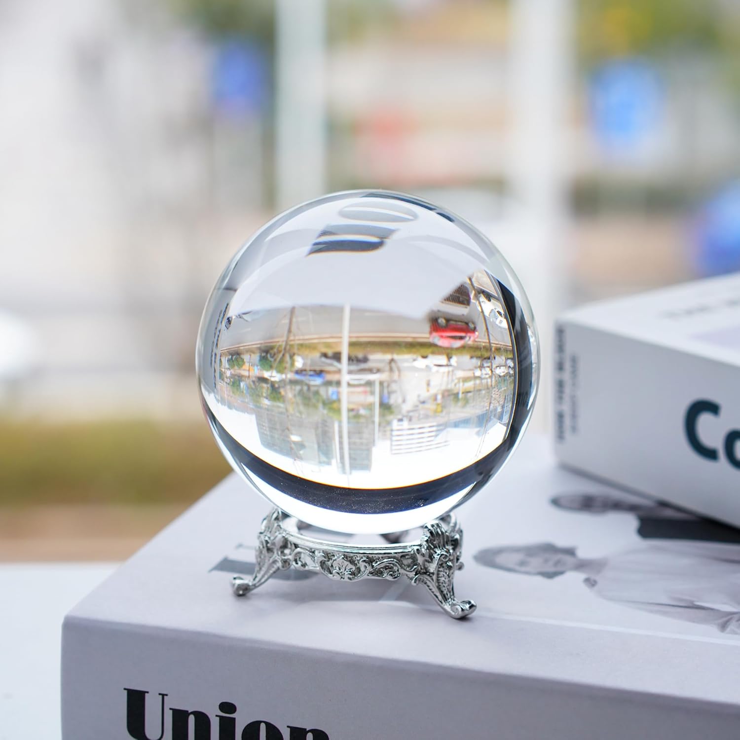 QFkris 80mm Clear Crystal Ball with Stand for Fortune Teller Divination Crystal Sphere for Magic, 3.1inch Decorative Ball for Lensball Photography, Feng Shui - Image 3