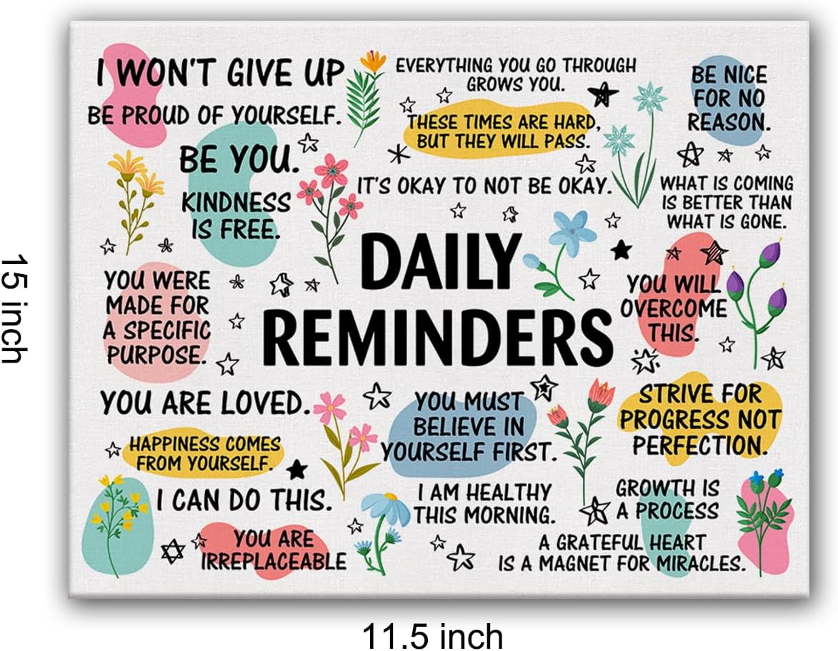 Hijie Inspirational Wall Art Decor Motivational Framed Poster 11.5x15 Inch | Positive Affirmation Wall Decor, Daily Reminders, Encouragement Office Home Print Painting, Easel and Hanging Hook, Canvas - Image 2