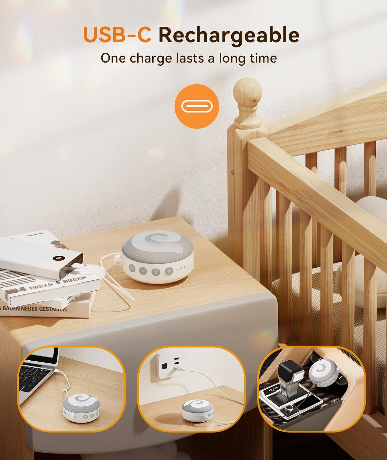 Dreamegg Portable Sound Machine Baby - D11 White Noise Machine for Baby Sleeping with Night Light, White Noise, Lullaby, Nature Sounds, Child Lock, USB Rechargeable Sound Machine for Travel Nursery - Image 7