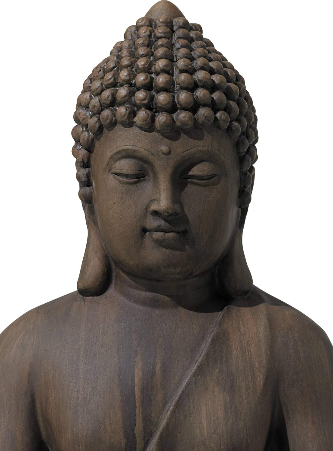 John Timberland Sitting Buddha Statue Sculpture Zen Asian Japanese Garden Decor Outdoor Front Porch Patio Yard Outside Home Balcony House Dark Sandstone Faux Stone Finish Resin 29 1/2" Tall - Image 3