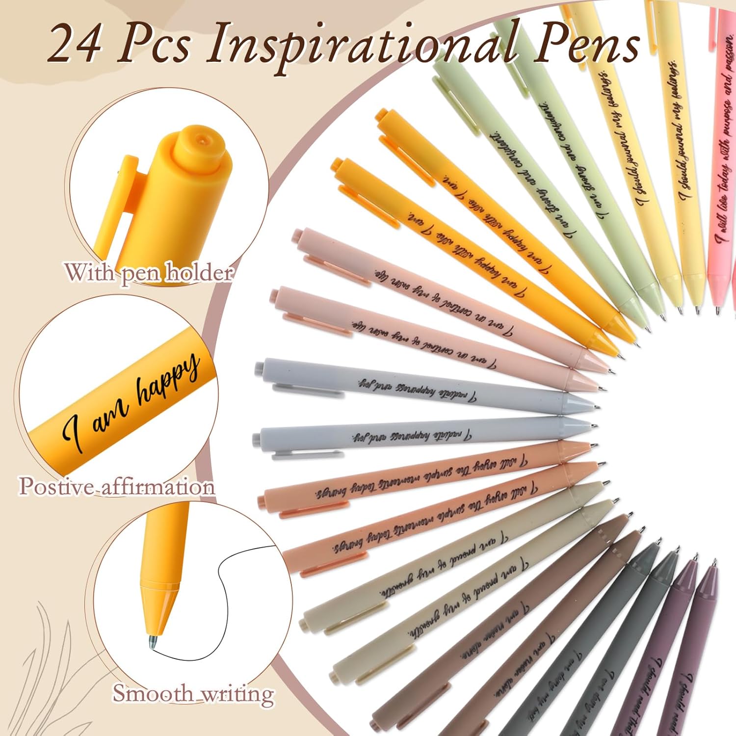 Mooliwe 48 Pcs Positive Affirmation Gift Set Gratitude Notebooks with Pens Small Bags Motivational Encouragement Notepads Daily Affirmations Journal for Women Stress Relief Self Care (Boho) - Image 3