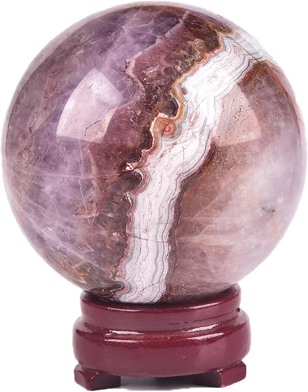 JIC Gem Large Amethyst Healing Crystal Sphere with Stand Amethyst Agate Crystal Decorative Ball for Home Decor Altar Reiki Healing Gift 80-90mm - Image 2