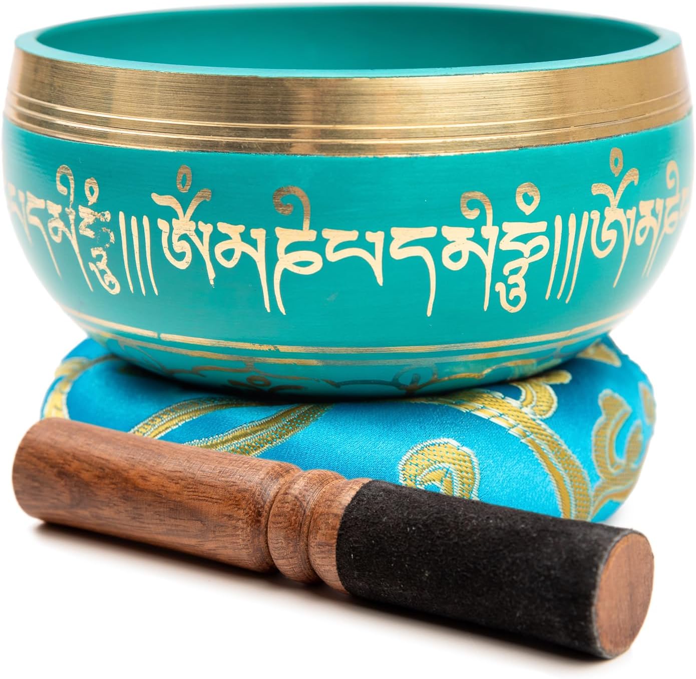 Tibetan Singing Bowl Set - 4" Easy To Play Authentic Handmade For Meditation Sound 7 Chakra Healing By HIMALAYAN BAZAAR (Turquoise Blue, 4") - Image 4