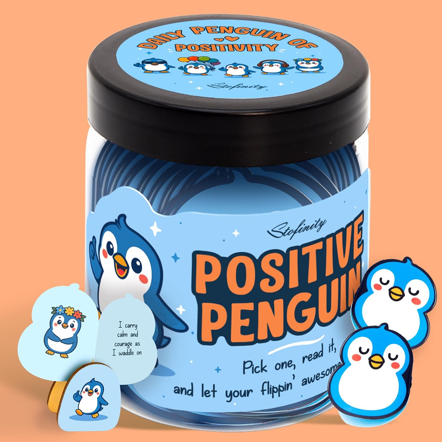 Stofinity Positive Penguin Gifts For Women - Daily Affirmation Cards For Teens, Emotional Support Inspirational Gift For Women Coworkers, Unique Teen Girl Gifts Trendy Stuff For Birthday, Christmas