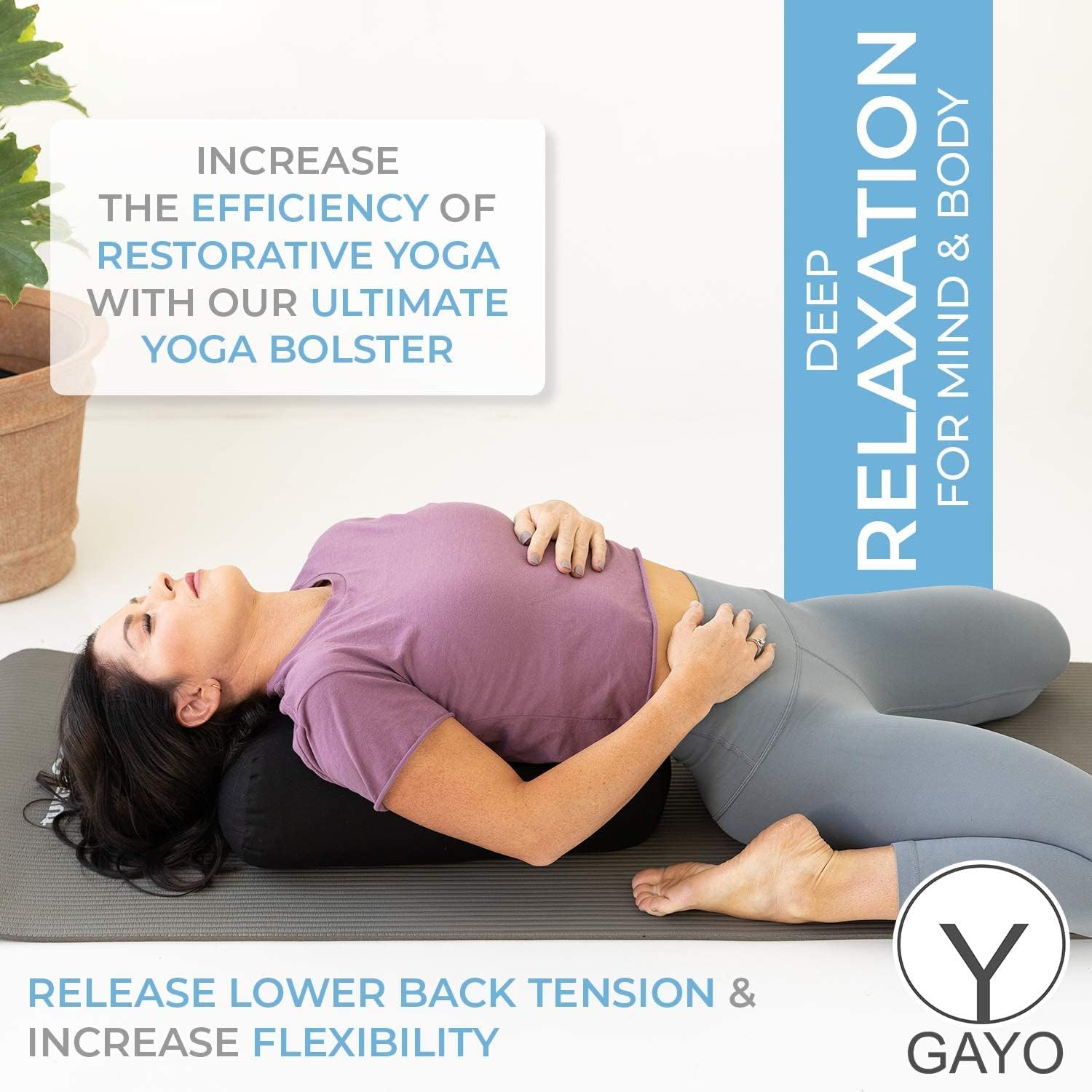 Y O GAYO Yoga Bolster - Made with 100% Cotton, Yoga Pillow Set Includes Extra Washable Cover and Carry Bag - Image 3