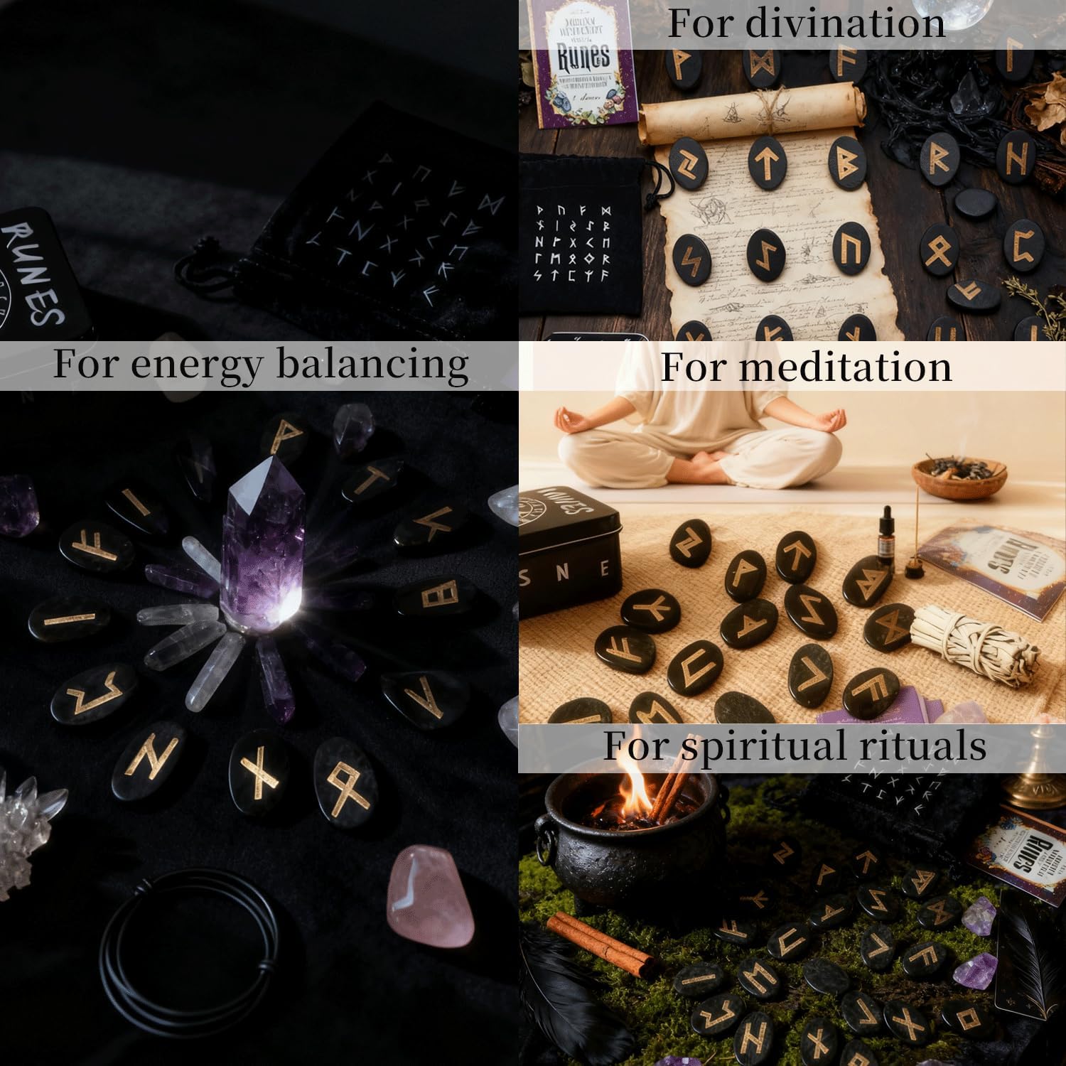 25Pcs Runes Set, Wood Rune Stones with Instruction & Velvet Pouch, Viking Runas for Beginners, Ideal for Witchcraft, Divination, Meditation & Spiritual Practices - Image 5