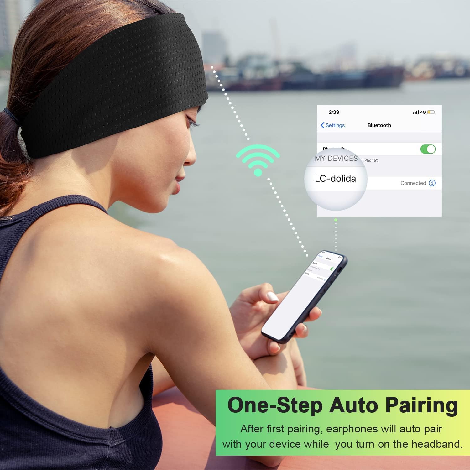 LC-dolida Sleep Headphones Headband Bluetooth 5.4, Headband Earphones Wireless with USB C Charge Port, Sleep Mask for Sleeping, Sports, Gifts, Workout, Jogging, Yoga, Insomnia, Air Travel, Meditation - Image 6