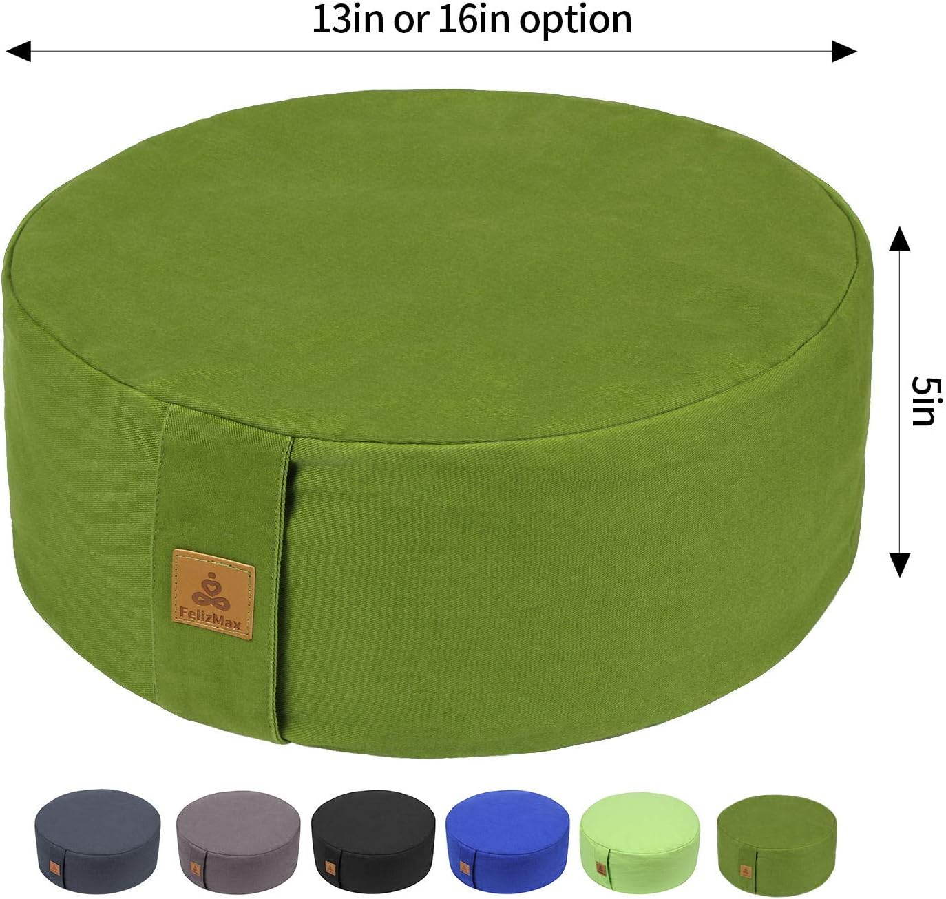 Zafu Buckwheat Meditation Cushion,D=13"/16" H=5.5",Round Zabuton Meditation Pillow,Yoga Bolster Kneeling Pillow Premium Yoga Pillow for Sitting on Floor Zippered Cotton Cover - Image 5