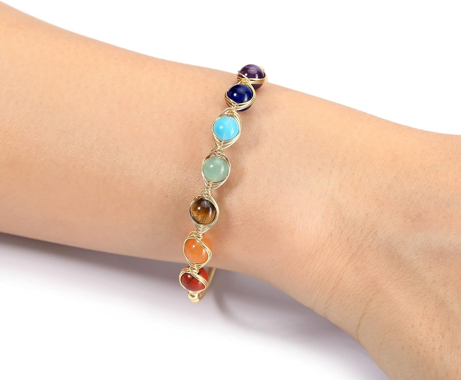 Top Plaza 7 Chakra Bracelet Healing Crystal Stone Bead Ankle Bracelets Adjustable 14K Gold Plated Bracelets for Women Ladies Birthday Gifts Mom Gifts - Image 7