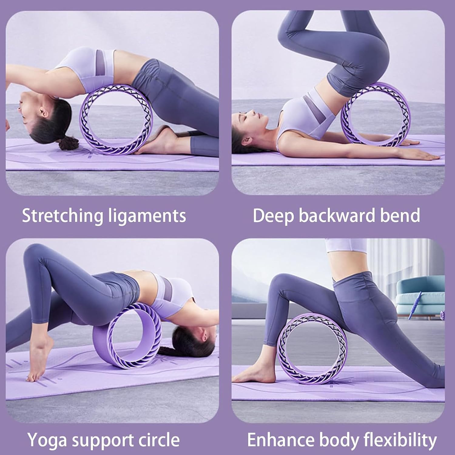 Curve magic wheel:Fit Prop Foam Padded Back Stretcher Wheel with Center Spine Cradle,Yoga Wheel for Improving Yoga Poses, Backbends Balance Stretching PainEssential high-value fitness tool - Image 3