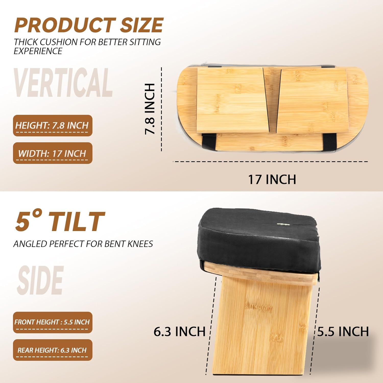 Meditation Bench, Bamboo Meditation Stool, Folding Kneeling Meditation Bench, Seiza Prayer Bench, Prayer Bench with Meditation Cushion, Kneeling Stool(Black-Bag) - Image 3