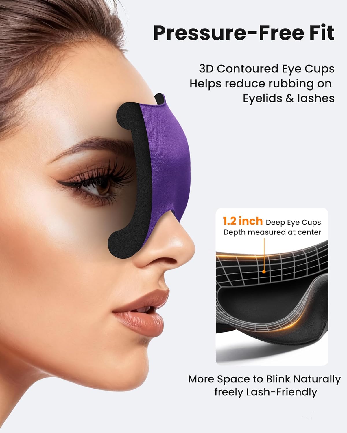 3 Pack Sleep Masks for Side Sleepers, True Blackout 3D Eye Mask for Sleeping, Zero Eye Pressure, Lash-Friendly, Adjustable Soft Eye Cover for Women Men, Travel Night Blindfold - Image 3